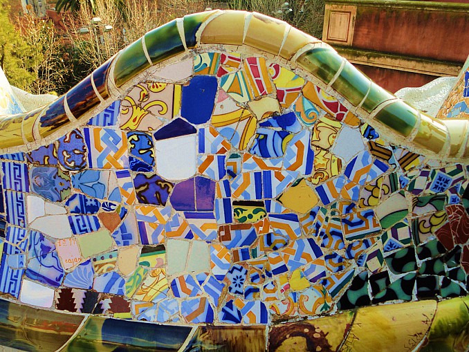 Detalle banco del Parque Güell, Barcelona