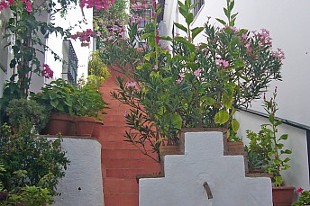 Callejón empinado en Benamahoma (Cádiz)